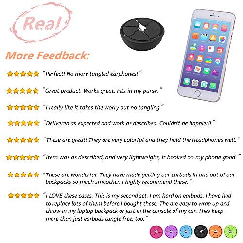 Tangle-Free Earbuds Holder Storage Case Portable Silicone Headphone Earphone Cable Compact Storage Cord Wrap Winder Headphones Keeper System Organizer (Red Blue Black Purple) - Thumbnail 3