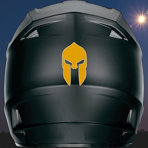 Spartan Helmet Reflective Die Cut Helmet Decal - Aria, Shoei, Bell, Icon, AGV, Scorpion (Yellow)