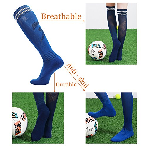 image for EBlife 4 Pairs Boys Girls Soccer Socks Towel Cushioning Compression Sp