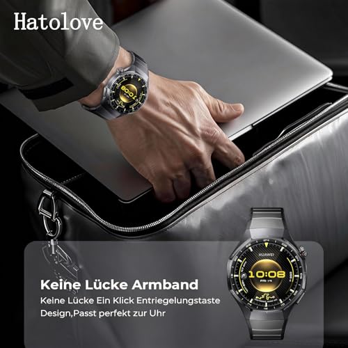 Hatolove Titanium Strap for Huawei Watch GT6 Pro 46 mm, with DLC Coating and Folding Clasp – Lightweight, Anti-scratch, Modular Design for Huawei GT6 Pro 46 mm