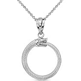 Sterling Silver Ouroboros Serpent Snake Eternal Cycle Pendant Necklace