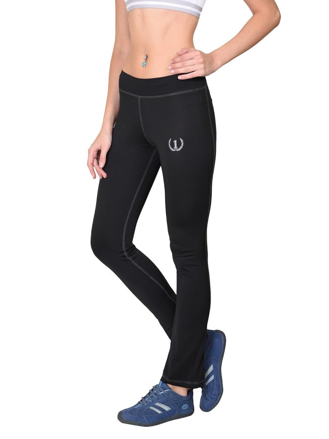 onesport women's polyester spandex jersey black sports pants(onsp21bl-p)