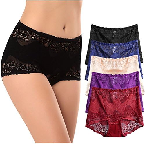 Womens Lace Underwear, 5Pack Comfy Stretchy Seamless Lace Panties For Women