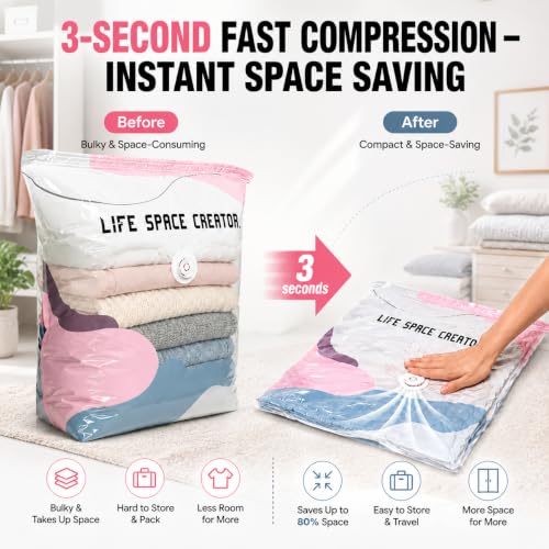 4Pcs No Pump Vacuum Storage Bags, Large Better Life Space Bags Cube photo 9