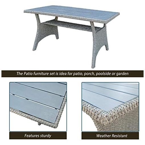 LZ LEISURE ZONE Patio Furniture Sets, Outdoor Patio Dining Table Set, PE Rattan Wicker