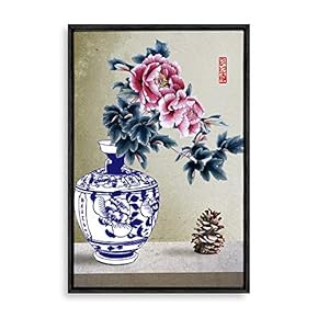 Framed for Living Room Bedroom Blue and White Porcelain for