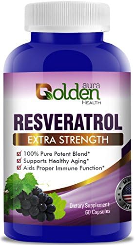 Golden Aura Resveratrol Supplement - 1200mg Maximum Strength Supplement - 30 Day Supply - 60 Capsules - 2 Capsules Per Serving