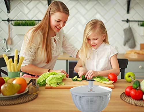 Brieftons QuickDry Salad Spinner: Large 6.2 Quart Vegetable Washer & Dryer with Bowl, Easy One-Handed Pump Operation, Heavy Duty, Compact Storage, Perfect for Washing and Drying Leafy Vegetables