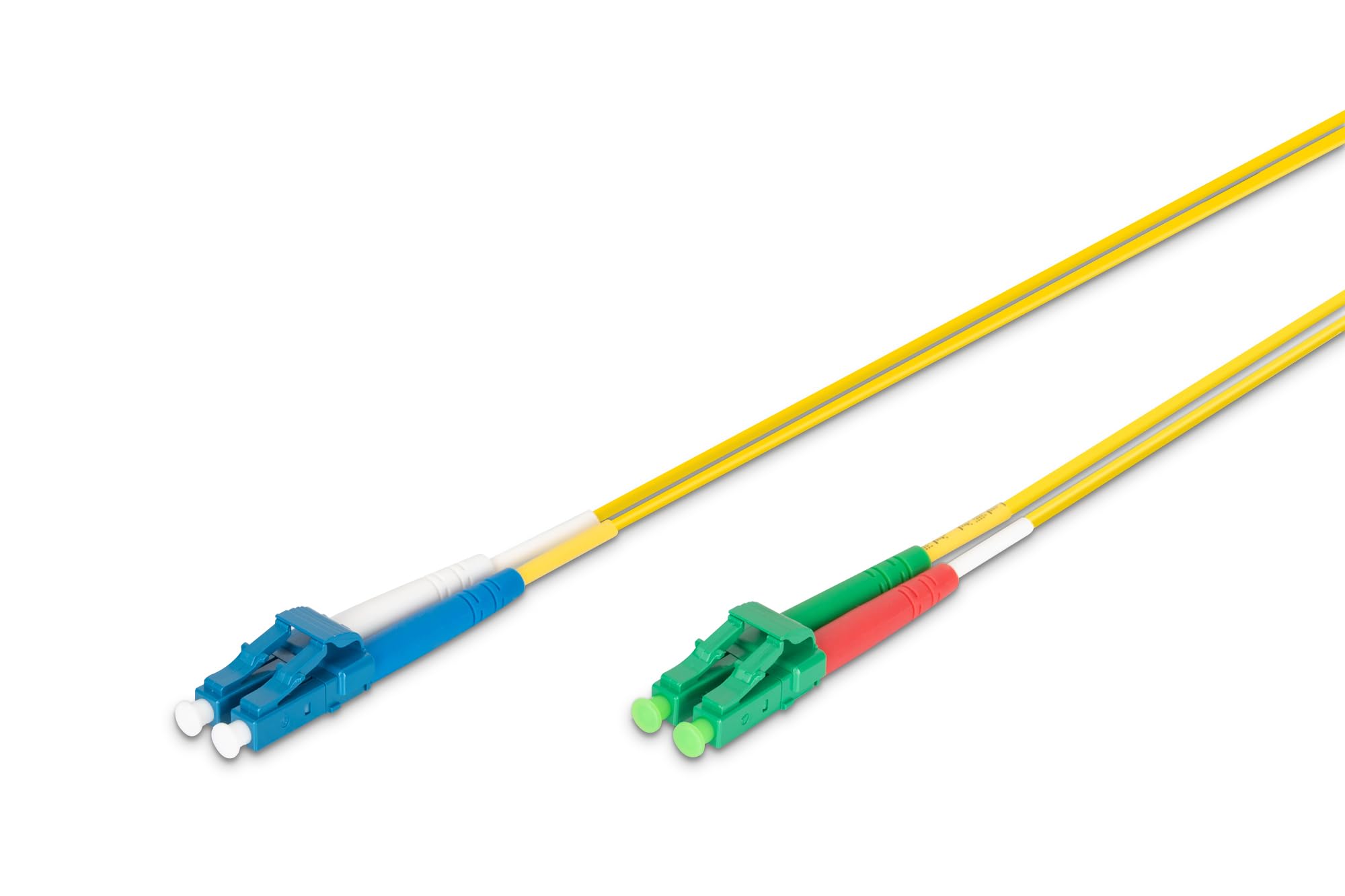 DIGITUS DK-293LCA3LC-02 – Fibre Optic Cable OS2 – 2 m – LC (APC) to LC (PC) – Duplex Fibre Optic Cable – 1/10 Gbit/s – SM Singlemode Fibre Optic LAN Cable – Fibre Type: 9/125 µ – Yellow