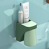 Magnetic Toothbrush Holder,sgzscl Flexible Wall Mounted Cup Water Drain Space Saving Storage Suction Organizer for Bathroom