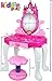 Kiddie Play Pretend Play Kids Vanity Table and Chair Beauty Play Set with Fashion Accessories for Girls