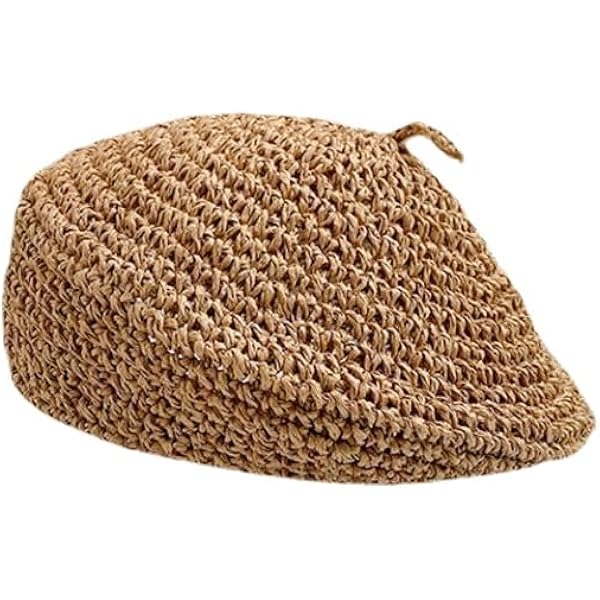 COMLIFE Crochet Straw Newsboy Hat for Women Womens Mesh  display picture 3