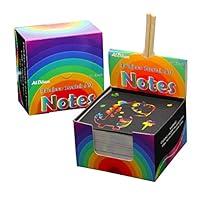 ATDAWN Rainbow Scratch Art Notes with 2 Wooden Stylus Pens, Scratch Paper, Scratch Magic Notes, Rainbow Colored Notes, 150 Sheets