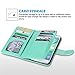 ULAK Galaxy S6 Case, Samsung Galaxy S6 Wallet Case, Wallet Flip Case PU Leather Case Shockproof Soft TPU Inner Bumper Slim Protective Card Slots Wrist Strap Cover- Minimal Stripes/Mint Green