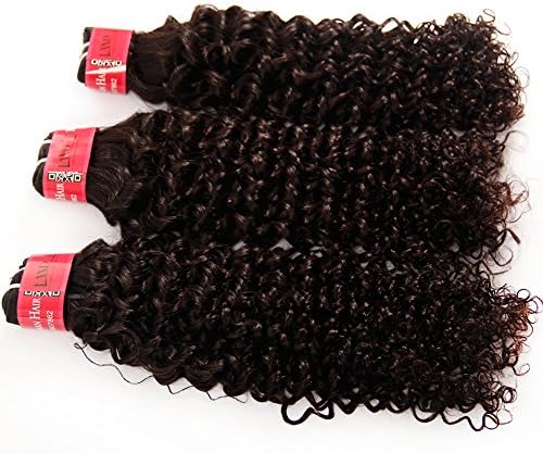 LANDOT Brazilian Kinkys Curly Hair Extensions 3 Bundles 7A Kinky Curly Human Hair Weave Natural Color Virgin Hair Weft