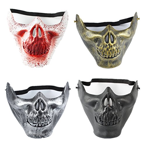 ADIASEN 4pcs plastic skull mask Halloween Horror Monkeyshines clown cs for children adults free size