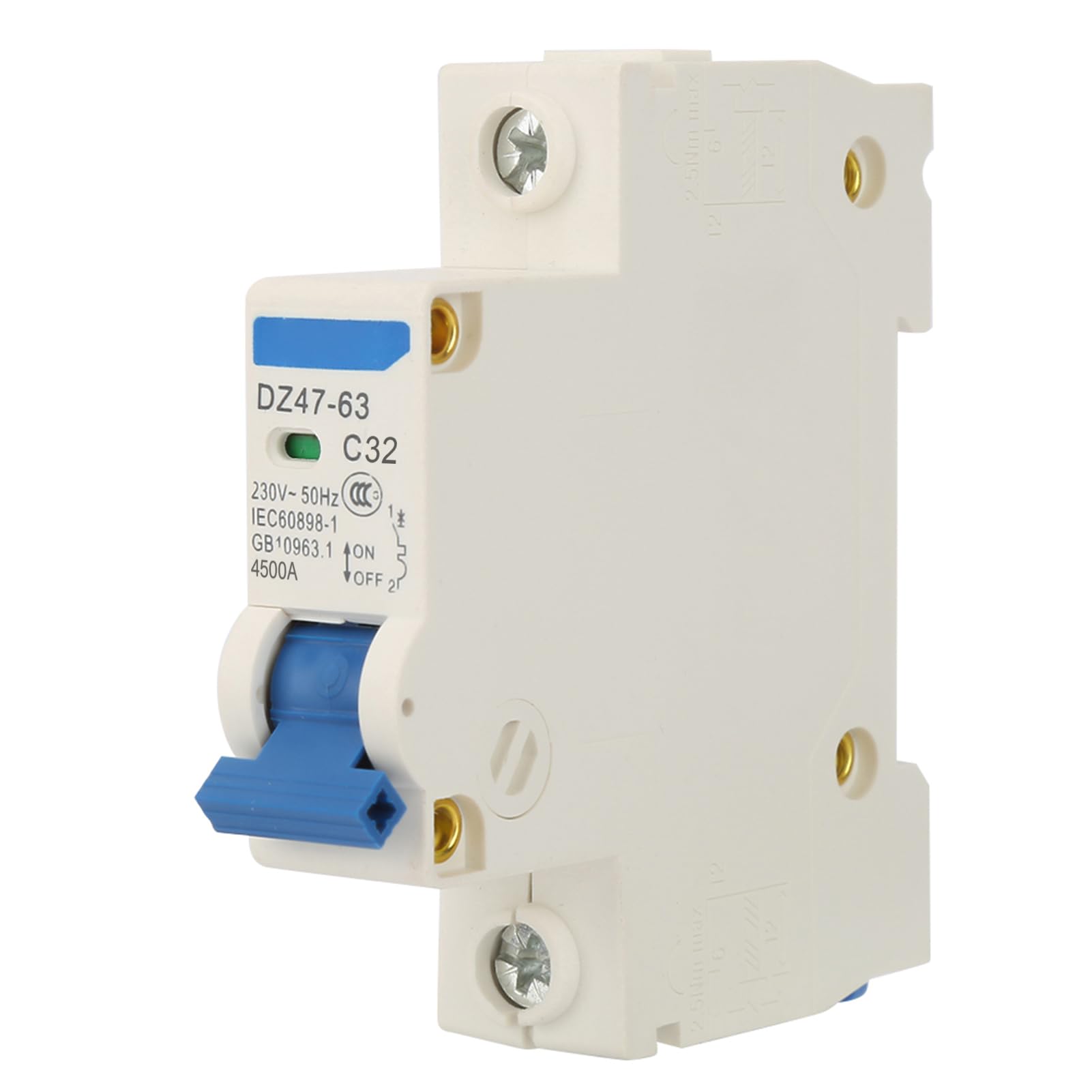 Circuit Breaker 1 Pole 230VAC DZ47-63 Miniature Circuit Breaker Cutout Switch Breaking Ability 6 (KA)(32A)