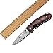 KUBEY Damascus Steel Folding Pocket Knife,Rosewood Handle,About 2 Inch Blade