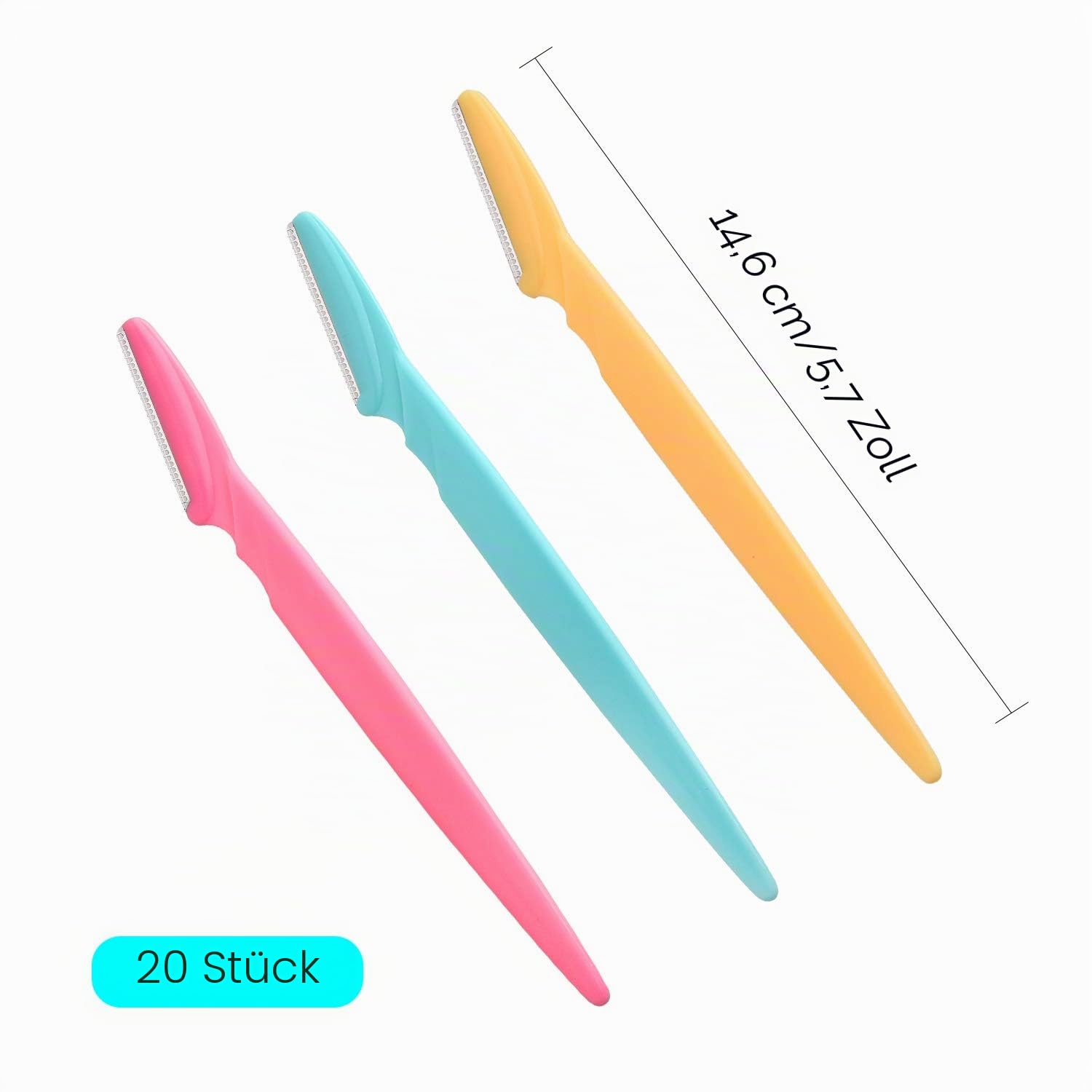 FEPITO 20 Stücke Damen Gesicht Rasierer Augenbraue Rasierer Former Rasierapparat für Damen und Männer Mehrzweck Peeling Gesicht Rasiermesser (20pcs) 2