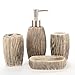 MyGift 4 Piece Brown Ceramic Bathroom Accessories Set w/Soap Dispenser, Tumbler, Toothbrush Holder & Soap Dish