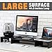 Wood Dual Monitor Stand Riser with Adjustable Length Multi Media Speaker TV PC Laptop Computer Screen Stand Riser Desktop Stand Storage Organizer for iMac,Printer,Notebook,Xbox One,Black