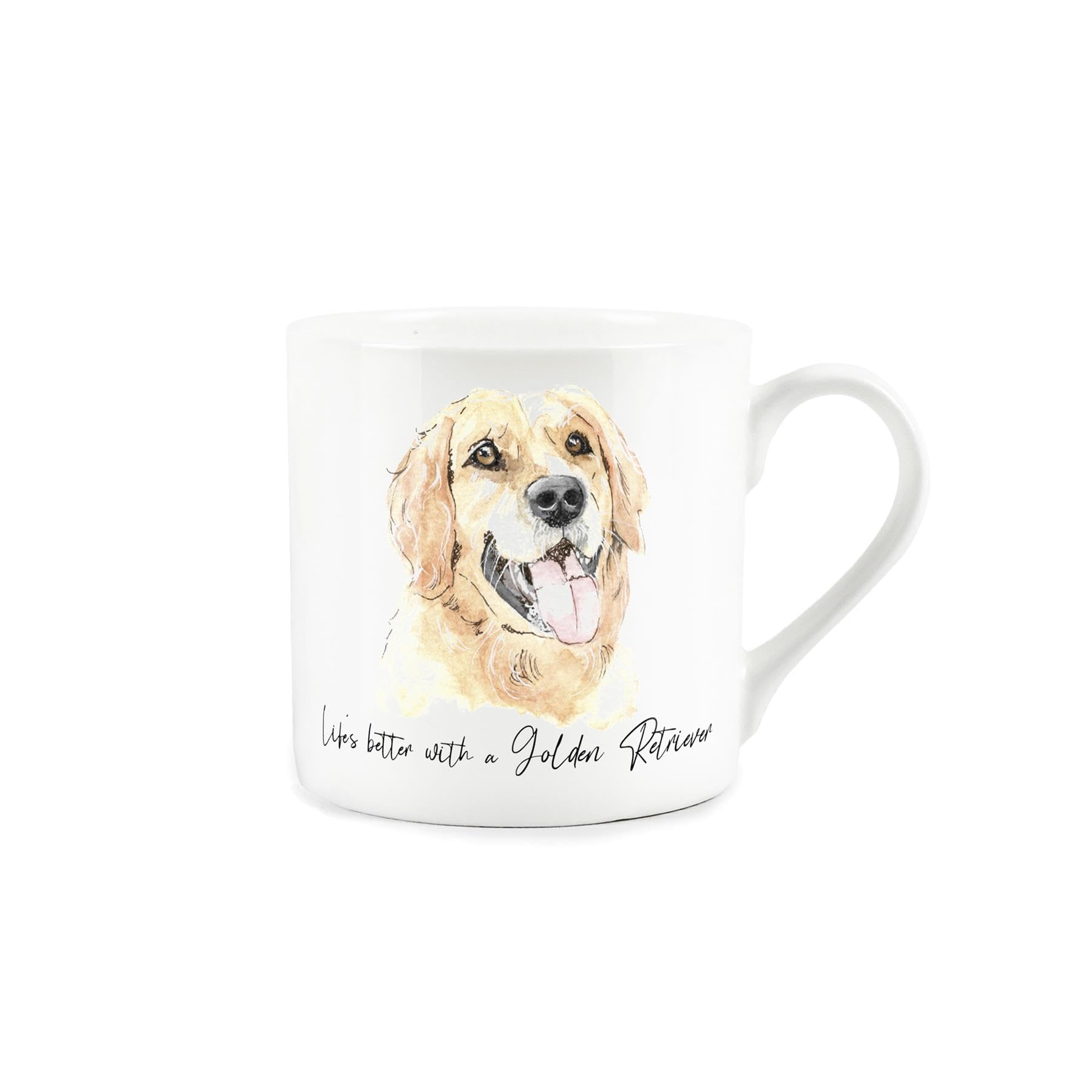 Golden Retriever Gift Mug - White Dog Bone China Coffee/Tea Present by Rhiannon Chauncey