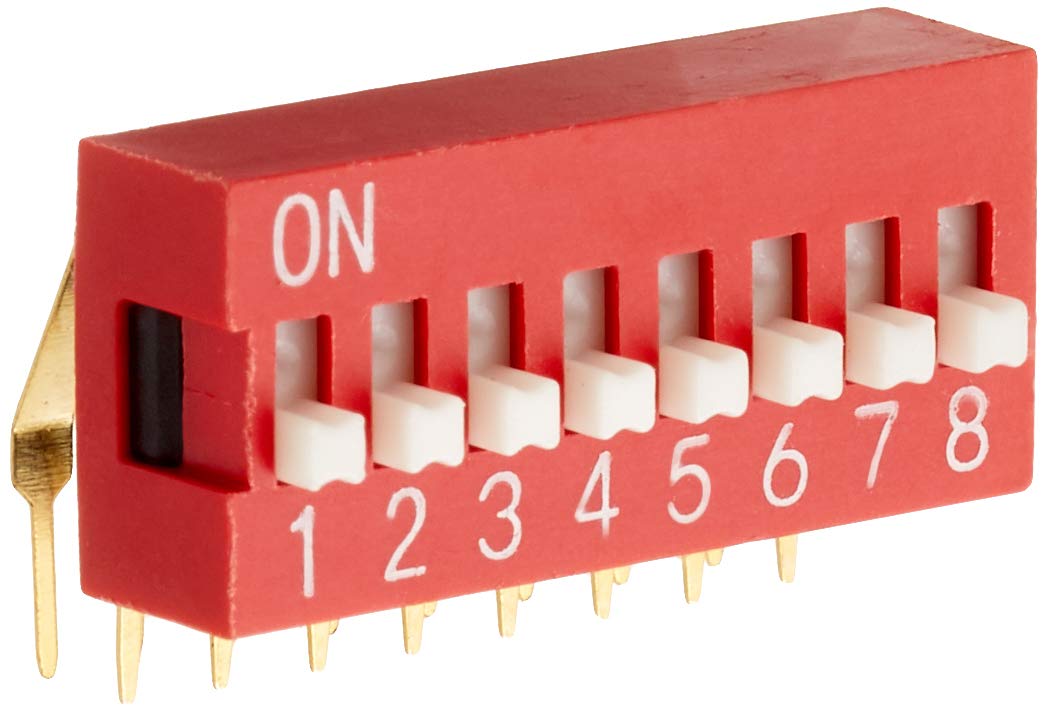DeLock DIP Slide Switch 8-Digit 2.54 mm Grid Mass THT Angled Red Pack of 5