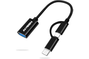 AIYEEN 2-in-1 USB C/Micro to USB Adapter, USB C to USB 3.0, USB to Android OTG Adapter Cable Compatible with MacBook Pro Andr