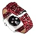 iiteeology Compatible with Apple Watch Band 38mm 40mm 42mm 44mm, Christmas Sparkly 3D Glitter Bling Leather iWatch Band for Apple Watch Series 5/4/3/2/1 Women Girls (Red, 38mm)