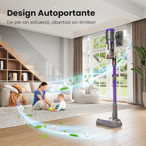 Circlio NOVAX T80 Wireless Vacuum Cleaner, 600W/58000Pa, 75 Min Wireless Vacuum Cleaner, Self-Standing Cordless Vacuum Cleaner with LED Display, Anti-Tangle for Animal Hair/Floors/Carpets