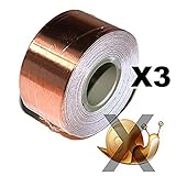 Copper Foil Tape - with Conductive Adhesive - Slug & Snail Repellent, Guitar, EMI Shielding, Electrical Repair, Stained Glass (18mm x 4Meter Set of 3 - (3/4 inch x 13 feet x 3 pcs)