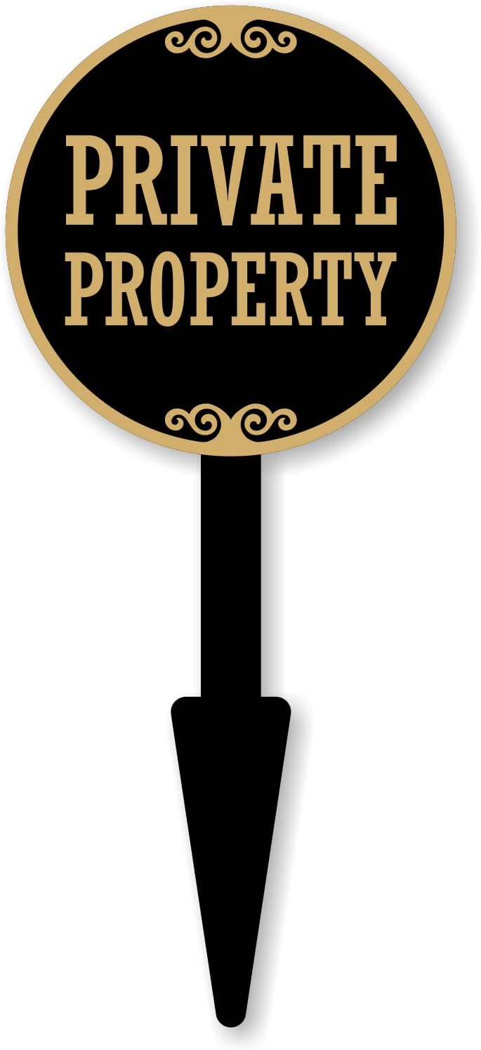 Plaques & Wall Art - SmartSign Private Property Yard Sign for Lawn / Outdoor - Double-Sided, 17 x 7.5 inch, 375 mil Thick Rustproof Cast Aluminum Metal Plaque, Black and Gold