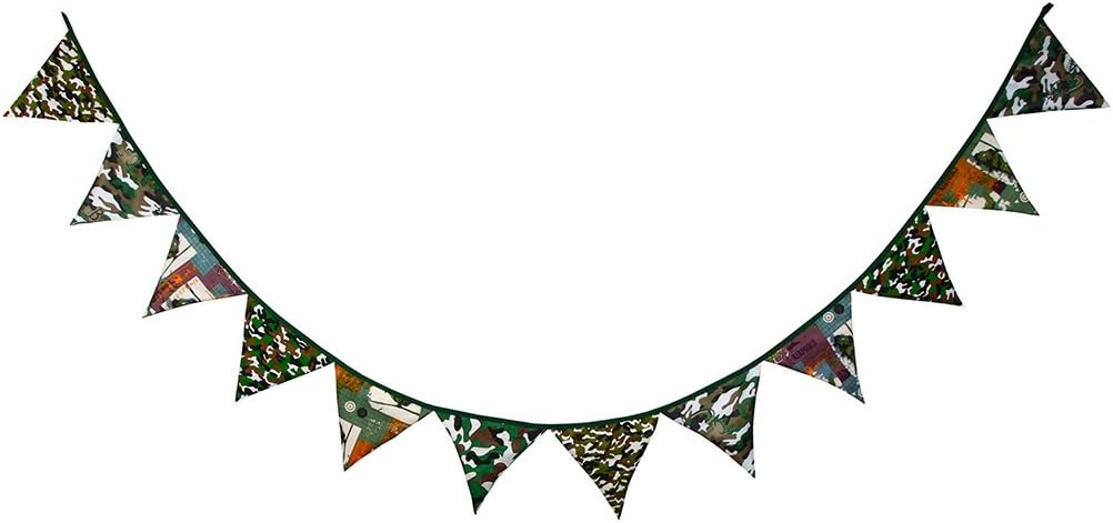 Toyvian 3.2M Camouflage Bunting Triangle Flag Banner Garland Hanging Decoration for Birthday Wedding Party Favors