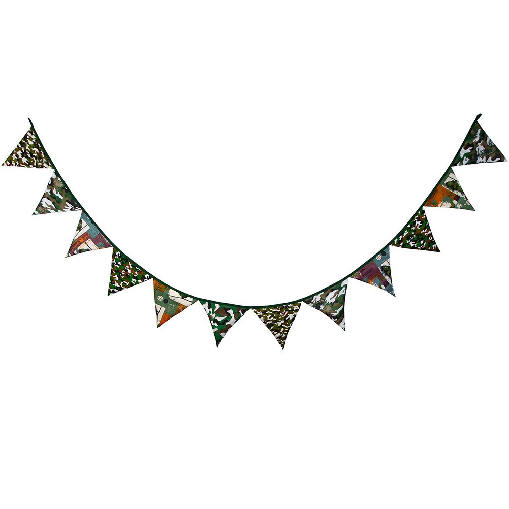 Toyvian 3.2M Camouflage Bunting Triangle Flag Banner Garland Hanging Decoration for Birthday Wedding Party Favors