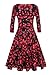 ACEVOG 50s Hepburn Style Vintage Long Sleeve Floral Party Cocktail Evening Dress