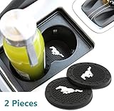 CARFORU 2 Pack Auto Sport 2.75 Inch Diameter Oval Tough Car Logo Vehicle Travel Auto Cup Holder Insert Coaster Can Car Interior Accessories Anti Slip Cup Mat Fit for Mustang Accessory