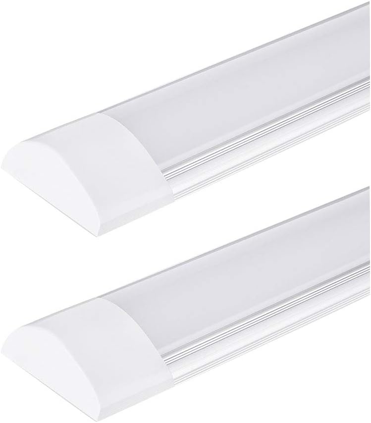 Chessleep 2 Pack 20W Led Batten Light 2FT, Led Tube Light 2400LM 6500K (Cool White), LED Tube Ceiling Light, LED Flush Mount Ceiling Wraparound Light, LED Garage Closet Light for Office, Home.