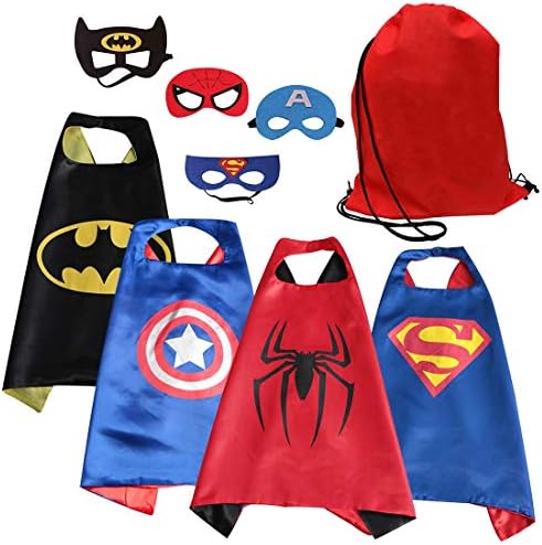 Asgift Cape and Mask Set of 4 Different Comics Cartoon Dressing Up Costumes for Kids