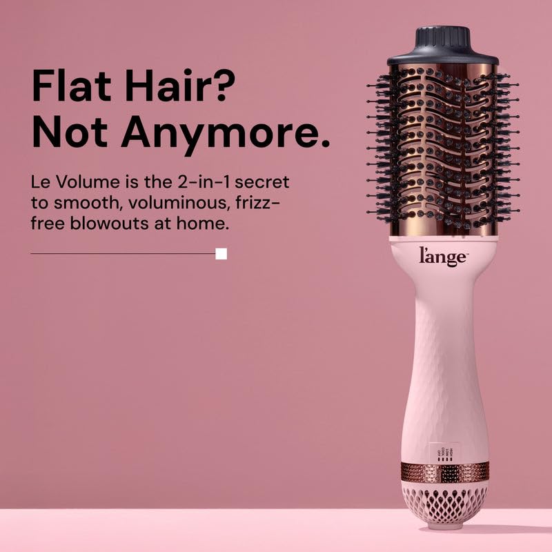 L'ANGE HAIR Le Volume 2-in-1 Titanium Blow Dryer Brush | Frizz Control Blowout Hair Dryer Brush For Drying And Straightening | Volumizing Hot Air Styler For All Hairstyles | Oval Barrel | Blush - 60mm