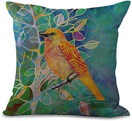 DECORLUTION Pillowcase One Side Decorative Cushion Cover Pillowcase 18"X18" Purple Blue Aqua Hummingbird Birds Red Tropical Throw Pillow cover