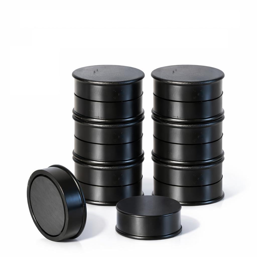 Magnets for Magnetic Board – Pack of 10 | 25 mm x 7 mm Thick | Whiteboard, Fridge, Pin Board Magnets Black by Diz Equipment