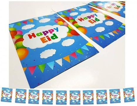 Amazon Com Eid Mubarak Blue Cloud Flags 2018 Happy Eid Party Home