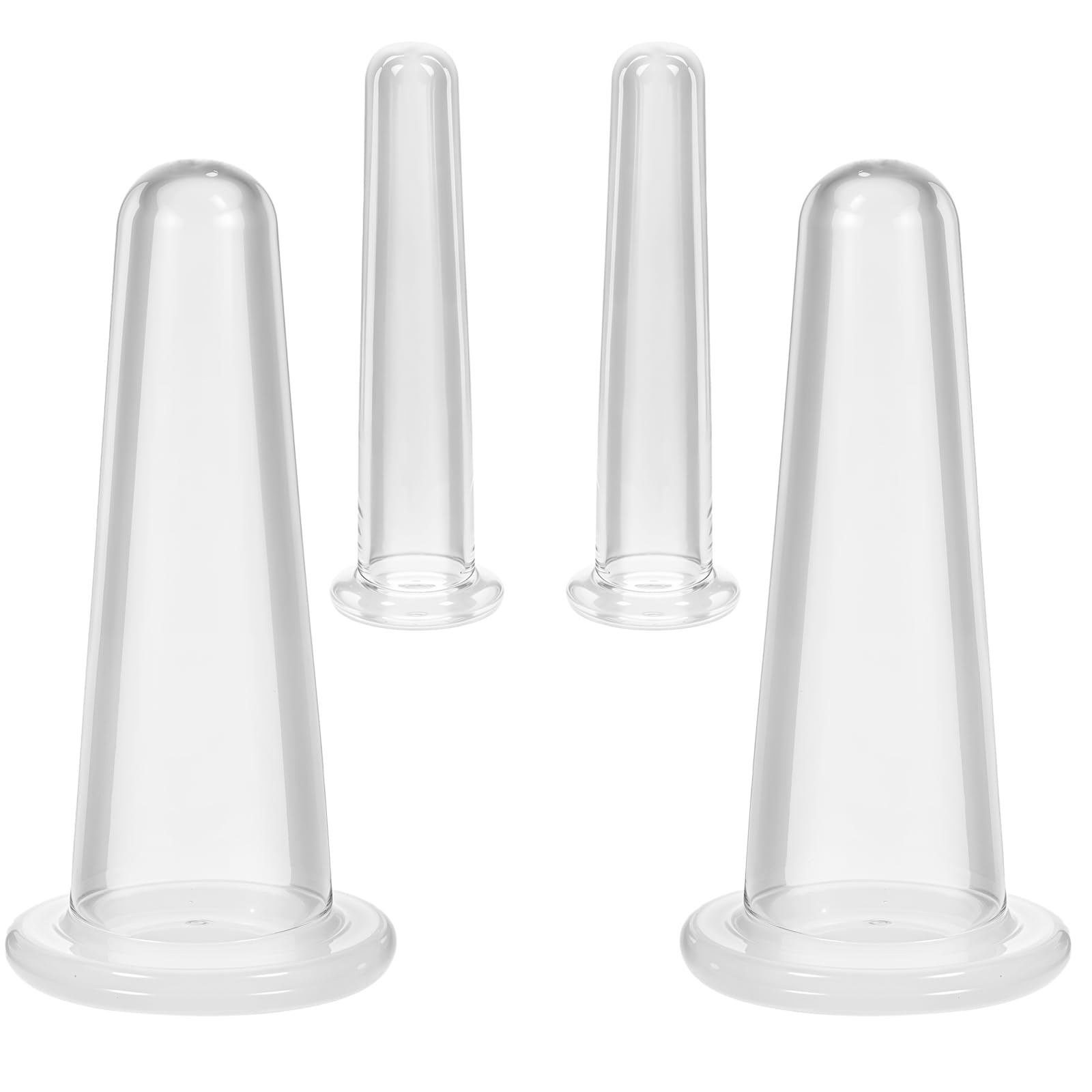 Xinjoduz 4 PCS Facial Cupping Therapy Set, Vacuum Silicone Face Suction Cups Treatment Anti Aging Beauty Tool for Face and Eye Cupping Massage (Clear, 2 Small + 2 Large)