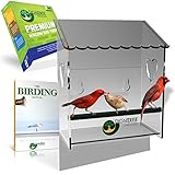 Premium Acrylic Window Bird Feeder - Best For Viewing Wild Birds, Crystal Clear, While Being Eco-Friendly | New Design - Easy to Clean | Heavy-Duty Suction Cups | Makes A Great Gift