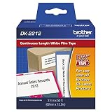 Brother Genuine DK-2212 Continuous Length Black on White Film Tape for Brother QL Label Printers, 2.4" x 50' (62mm x 15.2M), 1 Roll per Box, DK2212