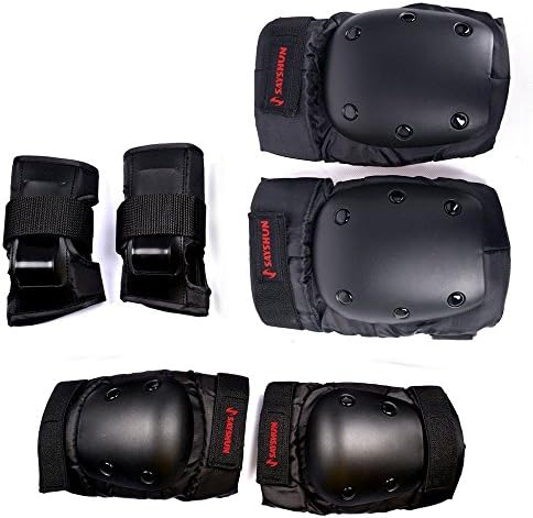 SAYSHUN Protective Gear Sets for Skateboard Cycling Roller Skating Outdoor Sport Blading Knee Elbow Wrist Safety Gear Pad Guard for Youth and Adult (Middle)