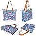 DEMOMENT Canvas Grocery Tote With Zipper for Women Lightweight Organizer Utility Bag For Travel Shopping Beach Work Gym (blue)