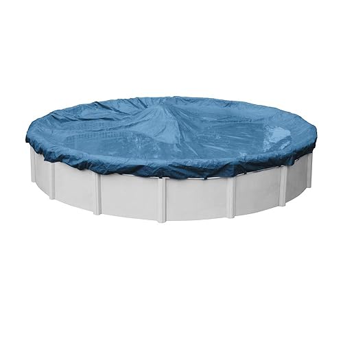 Robelle 30 ft Blue Winter Pool Cover for Above Ground Pools, 4 ft Overlap (34 ft Cover Size), Solid 7 x 7 Scrim, 2.2 oz/yd2, 8-Year Warranty, Style: 3630-4K
