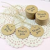 200PCS Thank You Wedding Brown Kraft Paper Tag Bonbonniere Favor Gift Tags With Jute Twines