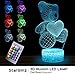 3D Night Light for Kids,3 in 1 Illusion Lamp for Home Decoration,3D Optical Illusion LED Lamps with Remote Control Bedroom Decorations Birthday,Christmas Gift Ideas for Girls Teen– Owl/Bear/Unicorn